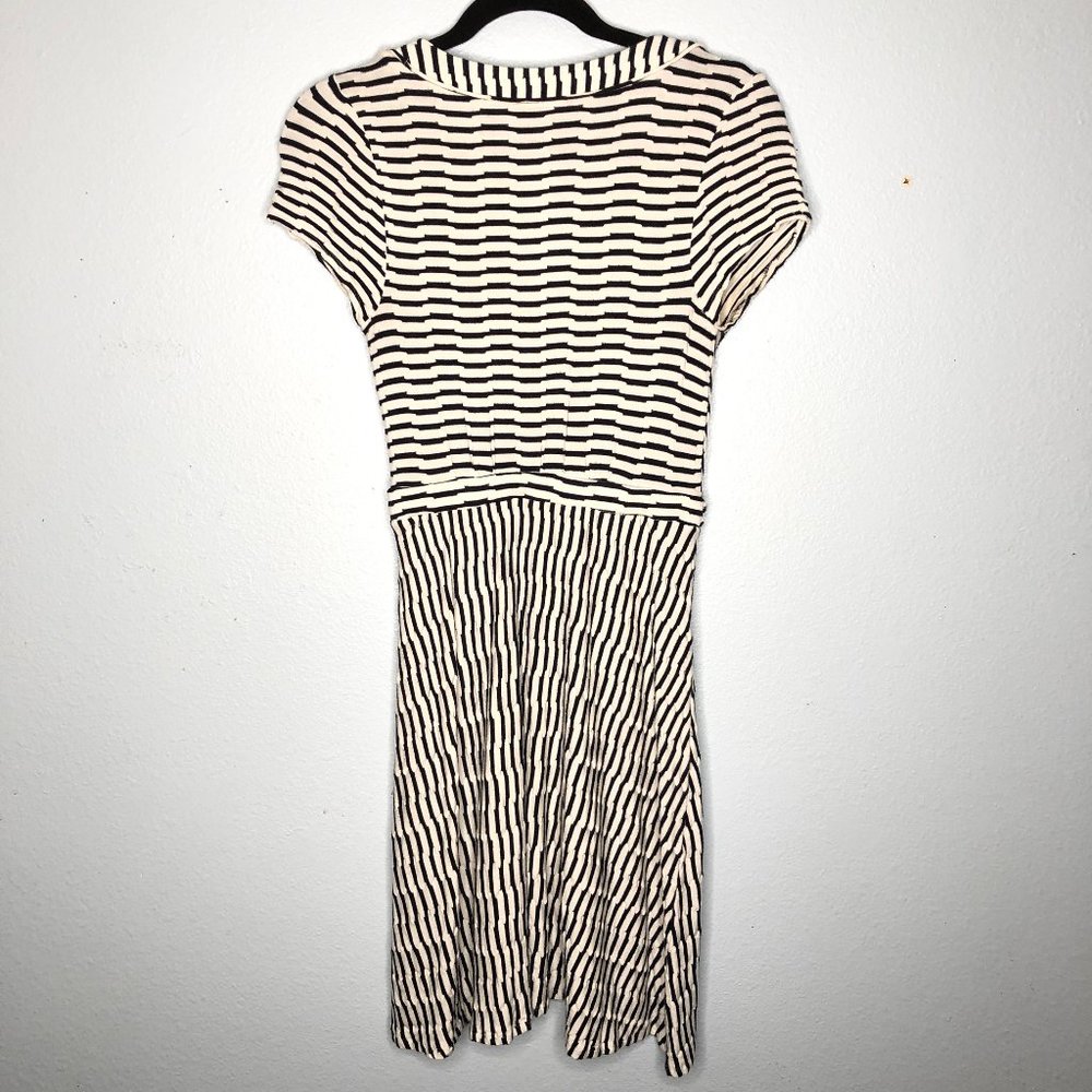 Anthropologie Maeve Paladino Black White Striped Faux Wrap Button Dress XS - Picture 4 of 4